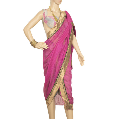 Sanskriti Vintage Pink Dupatta Long Stole Pure Silk Hand Beaded Premium Scarves