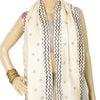Sanskriti Vintage Cream Dupatta Long Stole Pure Silk Hand Embroidery Kantha Veil