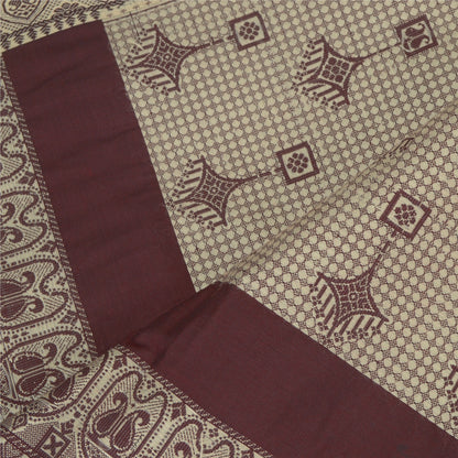 Sanskriti Vintage Dupatta Long Stole Art Silk Dark Red Woven Scarves Shawl Veil