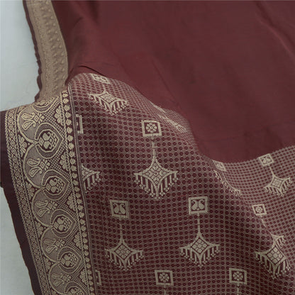 Sanskriti Vintage Dupatta Long Stole Art Silk Dark Red Woven Scarves Shawl Veil