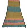 Sanskriti Vintage Dupatta Long Stole Pure Woolen Shawl Green Printed Scarves