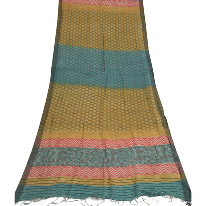 Sanskriti Vintage Dupatta Long Stole Pure Woolen Shawl Green Printed Scarves