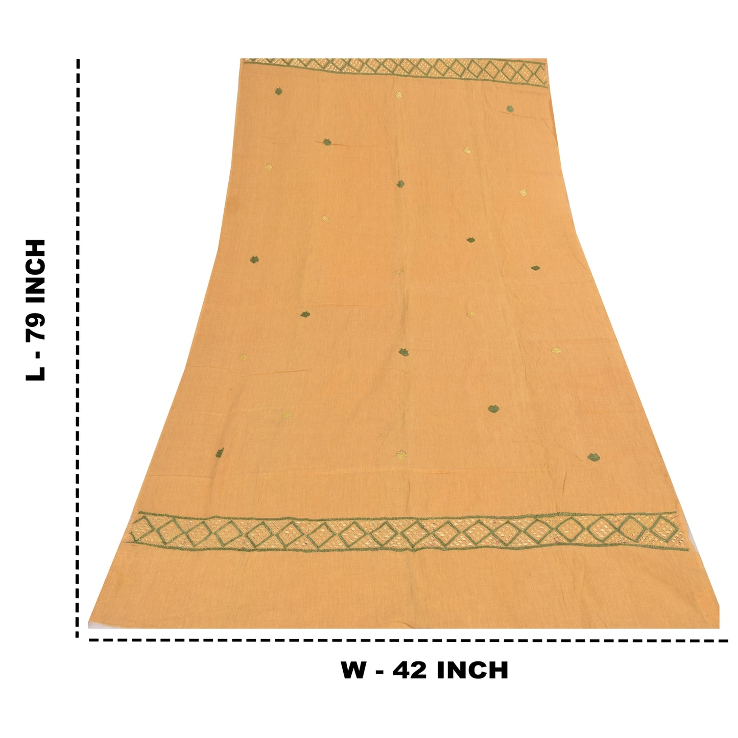 Sanskriti Vintage Dupatta Long Stole Indian Pure Khadi Cotton Hand Embroidered