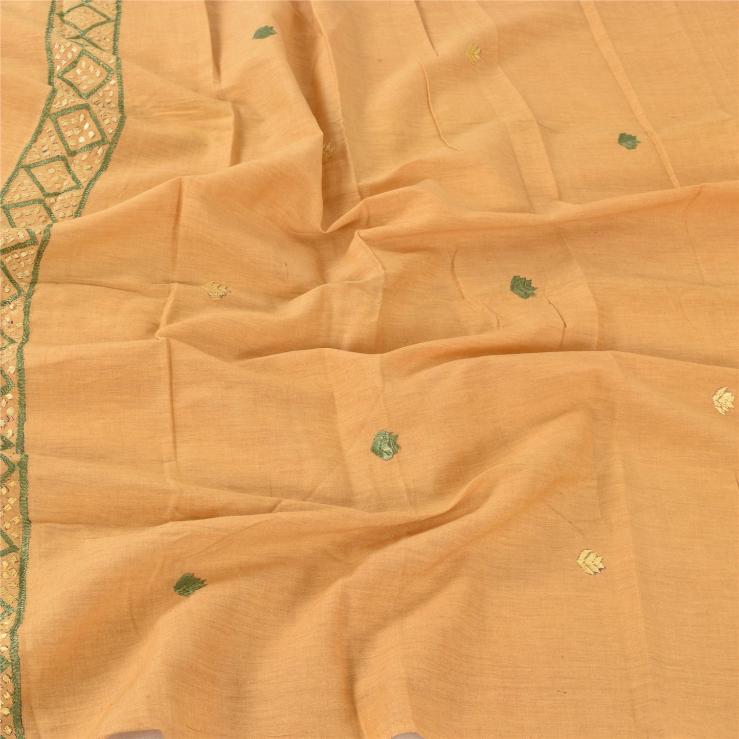 Sanskriti Vintage Dupatta Long Stole Indian Pure Khadi Cotton Hand Embroidered