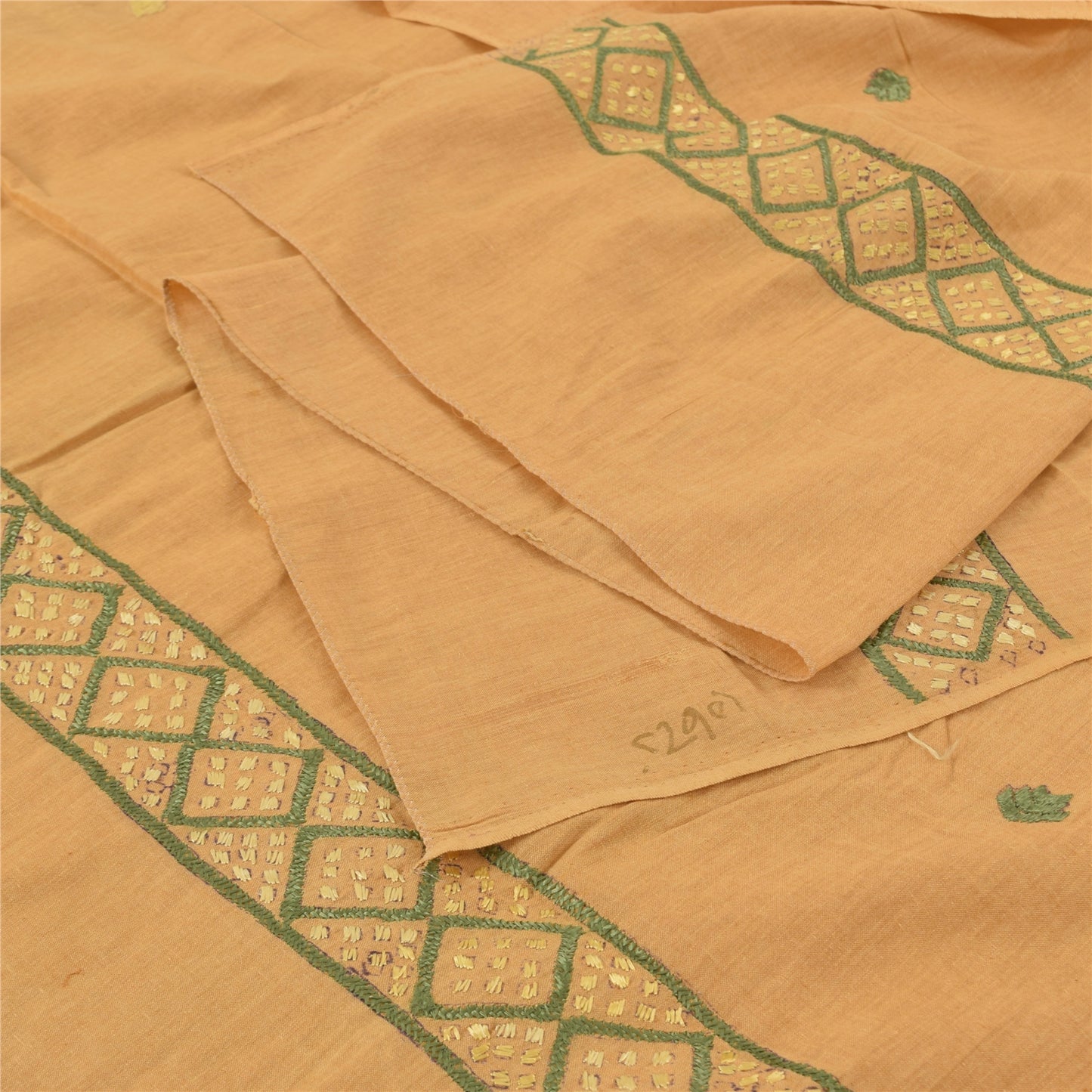 Sanskriti Vintage Dupatta Long Stole Indian Pure Khadi Cotton Hand Embroidered