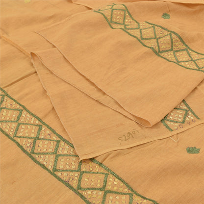 Sanskriti Vintage Dupatta Long Stole Indian Pure Khadi Cotton Hand Embroidered