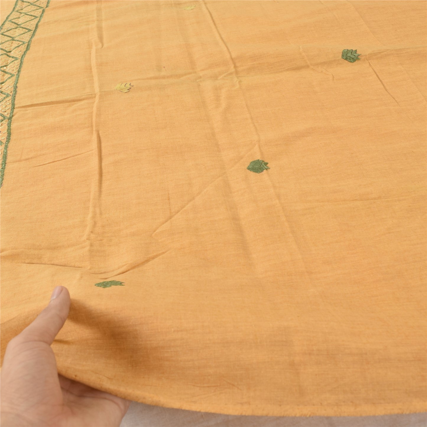 Sanskriti Vintage Dupatta Long Stole Indian Pure Khadi Cotton Hand Embroidered