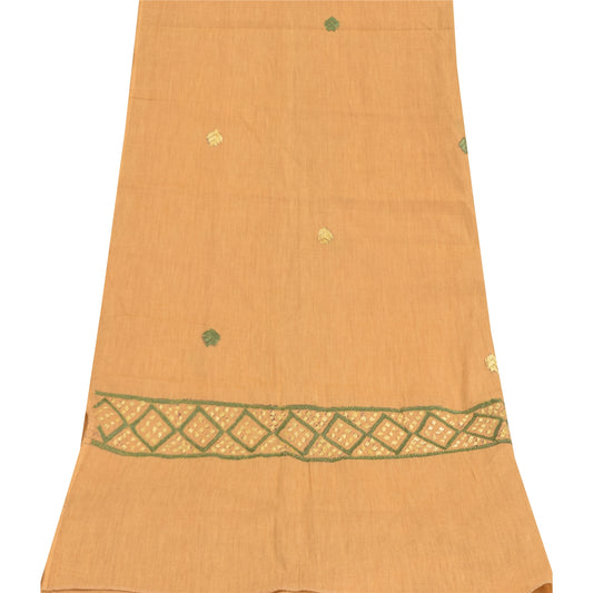 Sanskriti Vintage Dupatta Long Stole Indian Pure Khadi Cotton Hand Embroidered