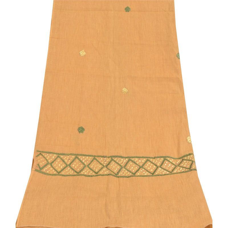 Sanskriti Vintage Dupatta Long Stole Indian Pure Khadi Cotton Hand Embroidered