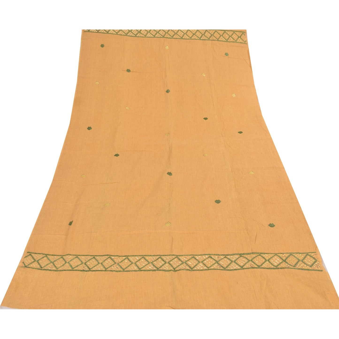 Sanskriti Vintage Dupatta Long Stole Indian Pure Khadi Cotton Hand Embroidered