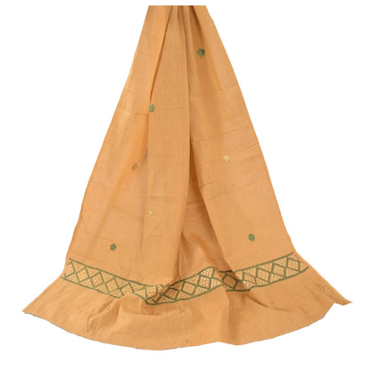 Sanskriti Vintage Dupatta Long Stole Indian Pure Khadi Cotton Hand Embroidered