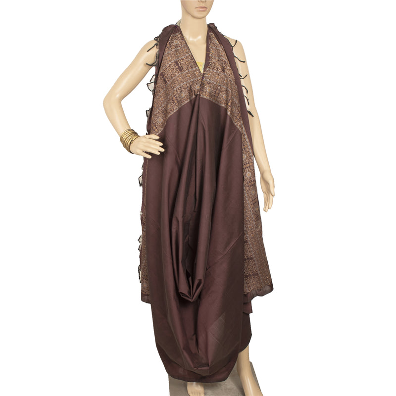 Sanskriti Vintage Hand Woven Silk Dupatta: Dark Red Floral Stole Add-Elegance to Table Linen, Curtains, or Cushions upholstery fabric