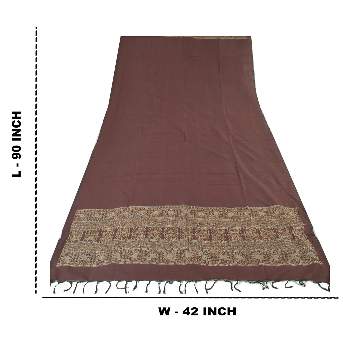 Sanskriti Vintage Dark Red Dupatta Long Stole Pure Cotton HandWoven Premium Veil