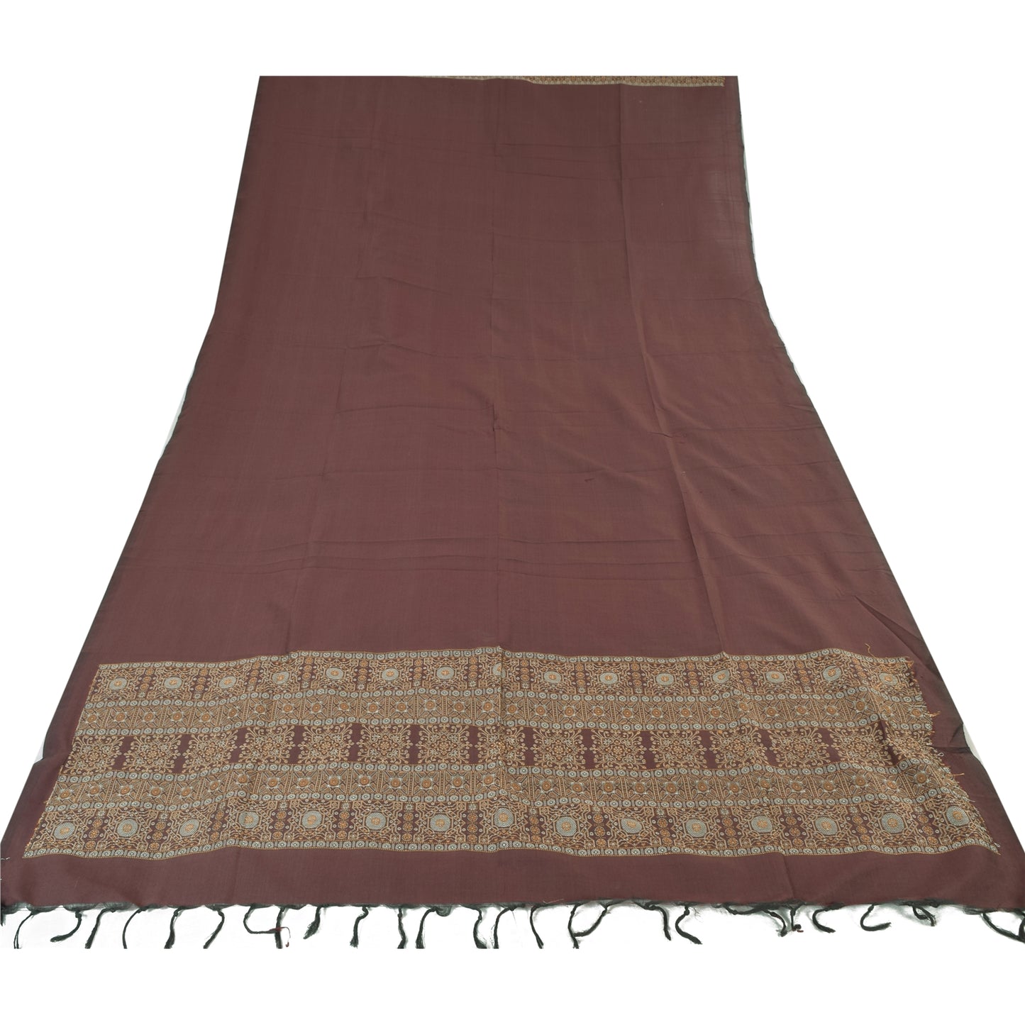 Sanskriti Vintage Dark Red Dupatta Long Stole Pure Cotton HandWoven Premium Veil