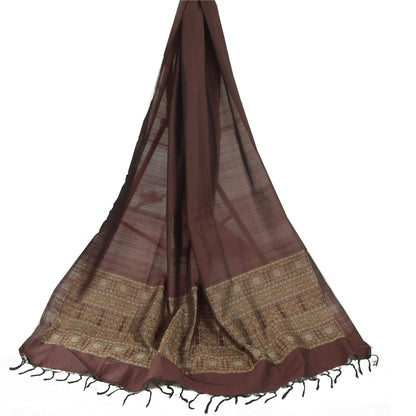Sanskriti Vintage Dark Red Dupatta Long Stole Pure Cotton HandWoven Premium Veil