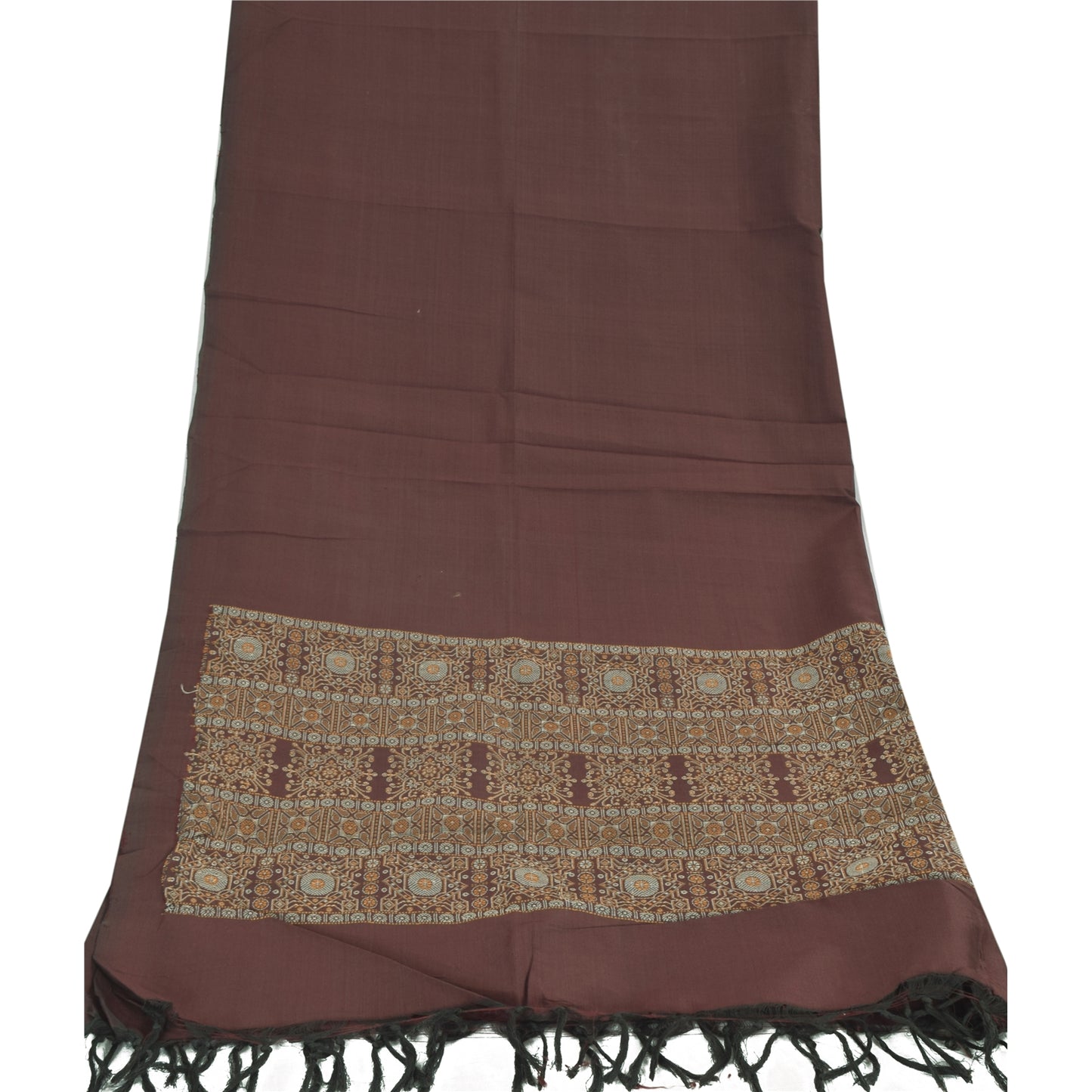 Sanskriti Vintage Dark Red Dupatta Long Stole Pure Cotton HandWoven Premium Veil