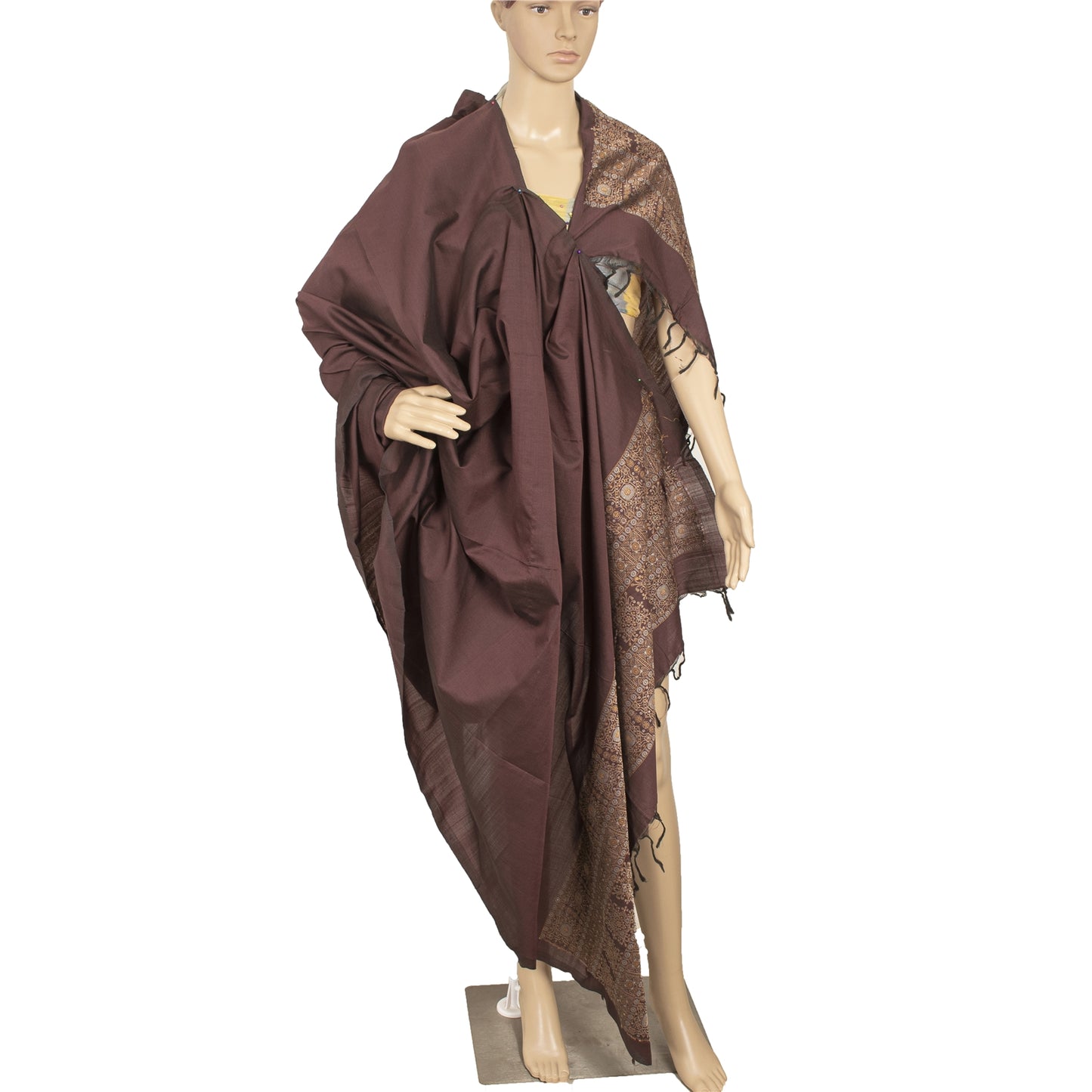 Sanskriti Vintage Dark Red Dupatta Long Stole Pure Cotton HandWoven Premium Veil