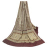 Sanskriti Vintage Dupatta Long Stole Pure Silk Cream Printed & Woven Veil Scarve