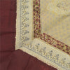 Sanskriti Vintage Dupatta Long Stole Pure Silk Cream Printed & Woven Veil Scarve