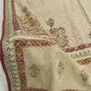 Sanskriti Vintage Dupatta Long Stole Pure Silk Cream Printed & Woven Veil Scarve