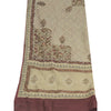 Sanskriti Vintage Dupatta Long Stole Pure Silk Cream Printed & Woven Veil Scarve