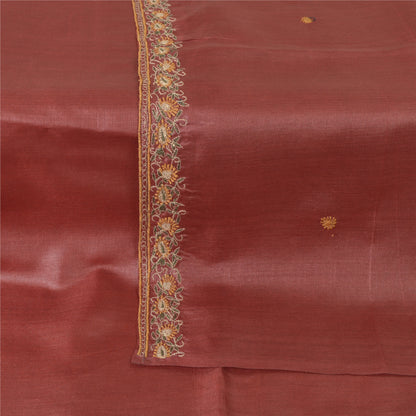 Sanskriti Vintage Dark Red Dupatta Long Stole Pure Silk Embroidered Scarves Veil