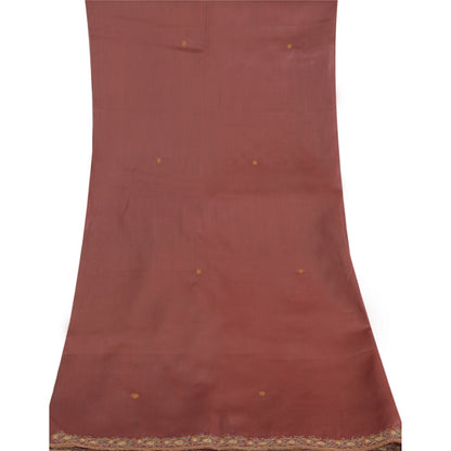 Sanskriti Vintage Dark Red Dupatta Long Stole Pure Silk Embroidered Scarves Veil
