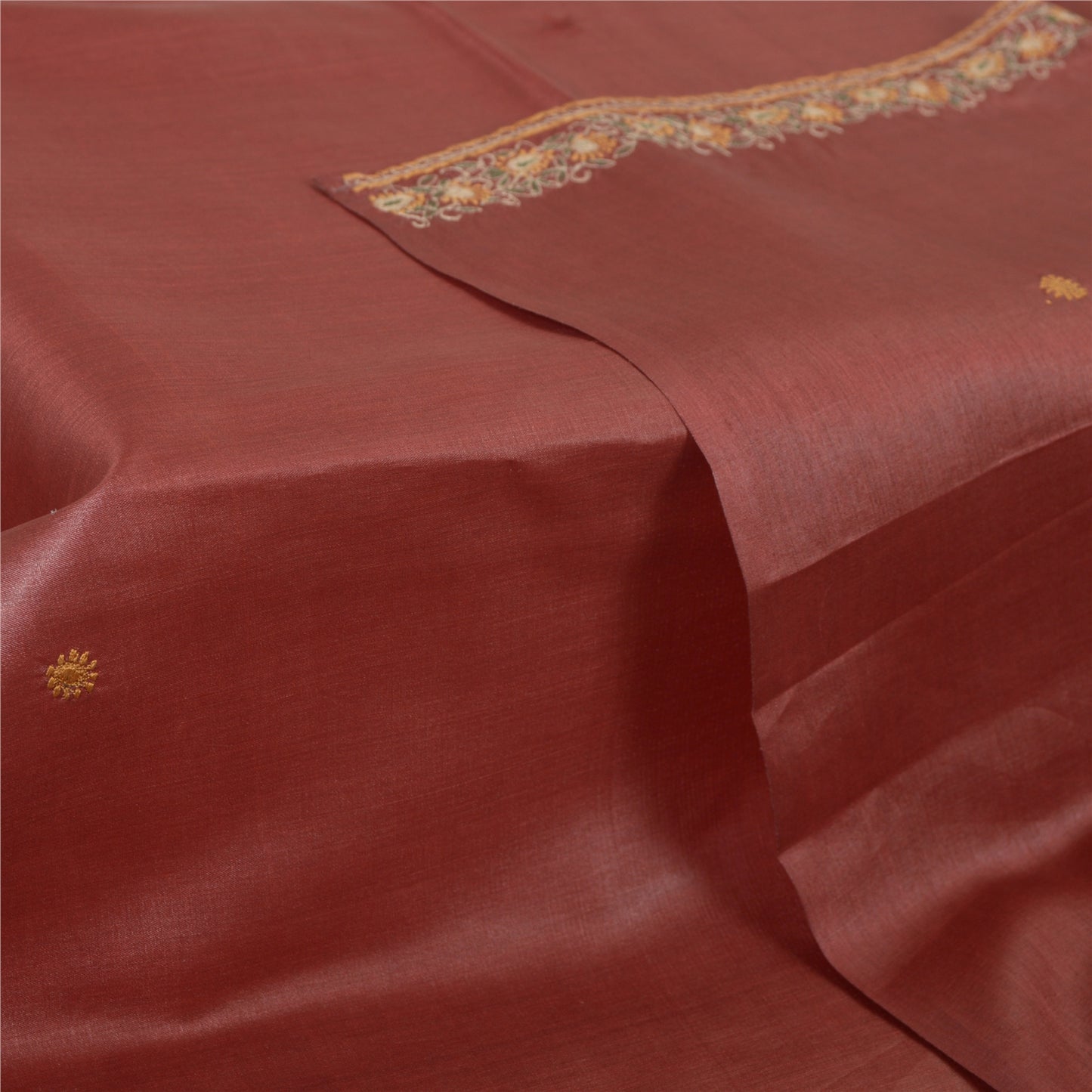 Sanskriti Vintage Dark Red Dupatta Long Stole Pure Silk Embroidered Scarves Veil