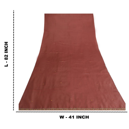 Sanskriti Vintage Dark Red Dupatta Long Stole Pure Silk Embroidered Scarves Veil