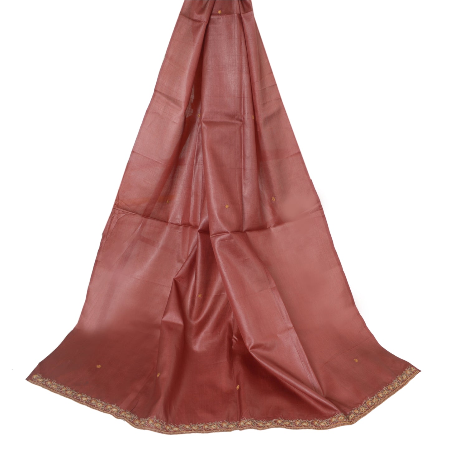 Sanskriti Vintage Dark Red Dupatta Long Stole Pure Silk Embroidered Scarves Veil