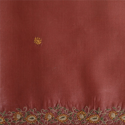 Sanskriti Vintage Dark Red Dupatta Long Stole Pure Silk Embroidered Scarves Veil