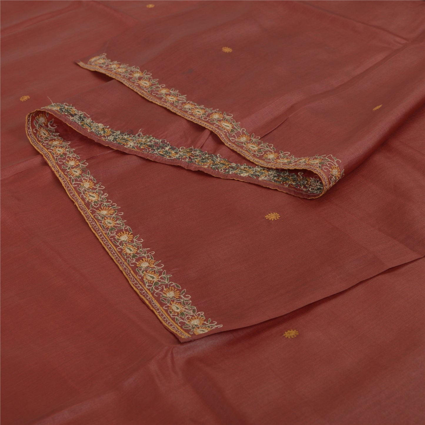 Sanskriti Vintage Dark Red Dupatta Long Stole Pure Silk Embroidered Scarves Veil