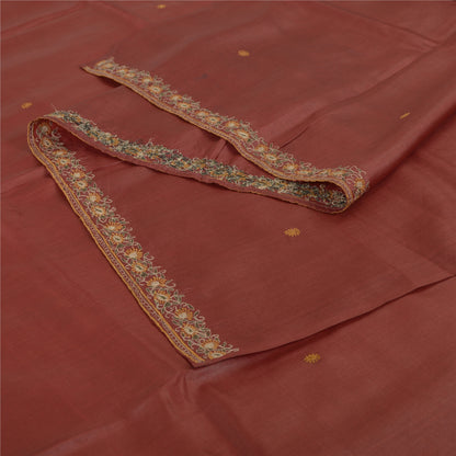 Sanskriti Vintage Dark Red Dupatta Long Stole Pure Silk Embroidered Scarves Veil