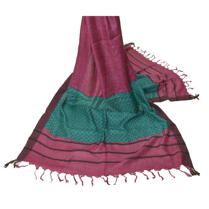 Sanskriti Vintage Dupatta Long Stole Pure Woolen Scarves Purple Printed Shawl