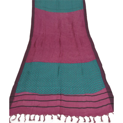 Sanskriti Vintage Dupatta Long Stole Pure Woolen Scarves Purple Printed Shawl