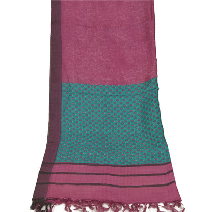 Sanskriti Vintage Dupatta Long Stole Pure Woolen Scarves Purple Printed Shawl