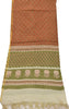 Sanskriti Vintage Dupatta Long Stole Chanderi Rusty Orange Printed Scarves