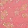 Sanskriti Vintage Dupatta Long Stole Pure Georgette Pink Hand Beaded Scarves