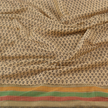 Sanskriti Vintage Hand Block Print-Woven Cotton Dupatta Cream Long Stole Veil