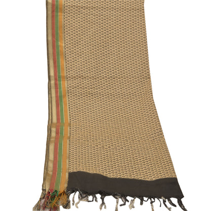 Sanskriti Vintage Hand Block Print-Woven Cotton Dupatta Cream Long Stole Veil
