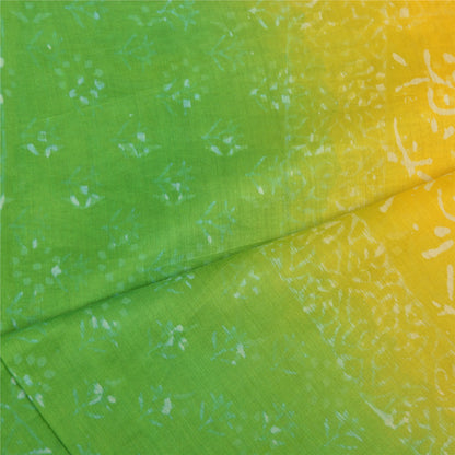 Sanskriti Vintage Pure Chanderi Hand Block Print Dupatta Stole Yellow Bagru Veil