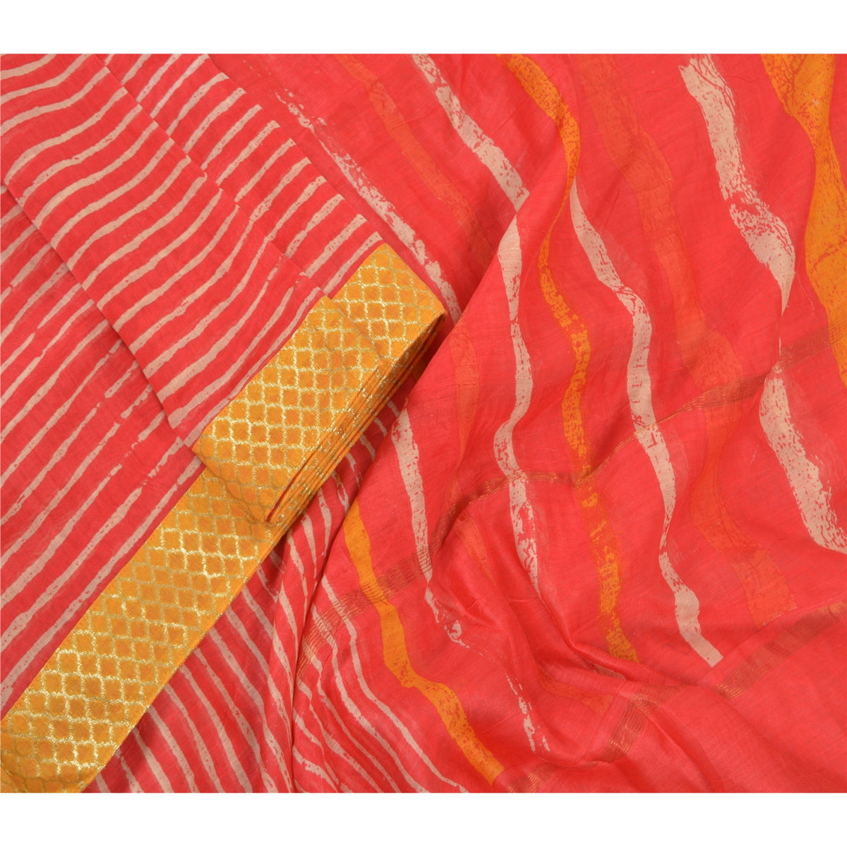 Sanskriti Vintage Chanderi Batik Print Dupatta Long Stole Red Hijab Indian Veil