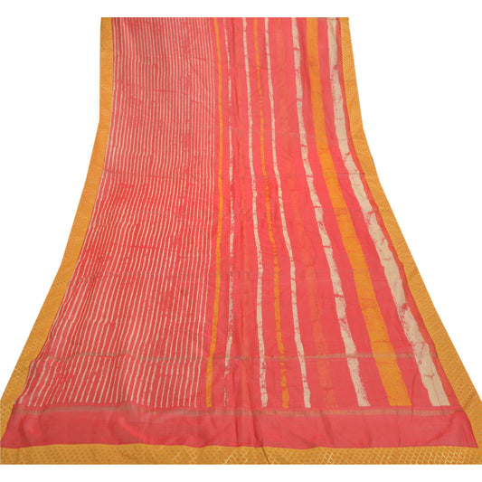 Sanskriti Vintage Chanderi Batik Print Dupatta Long Stole Red Hijab Indian Veil