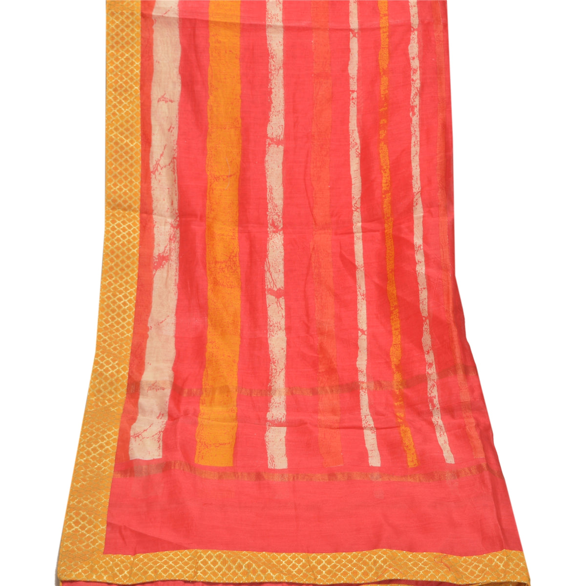 Sanskriti Vintage Chanderi Batik Print Dupatta Long Stole Red Hijab Indian Veil