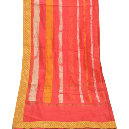 Sanskriti Vintage Chanderi Batik Print Dupatta Long Stole Red Hijab Indian Veil