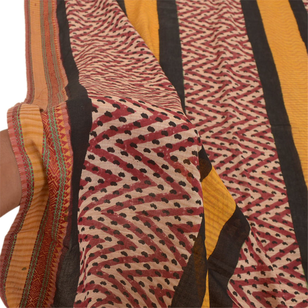 Sanskriti Vintage Dupatta Long Stole Pure Silk Hijab Printed Wrap Scarves