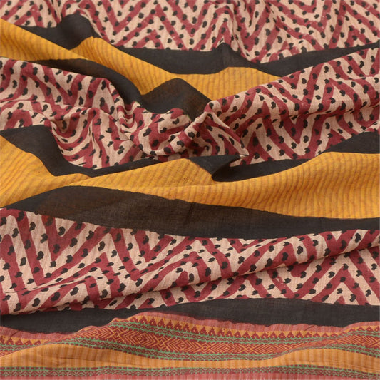 Sanskriti Vintage Dupatta Long Stole Pure Silk Hijab Printed Wrap Scarves