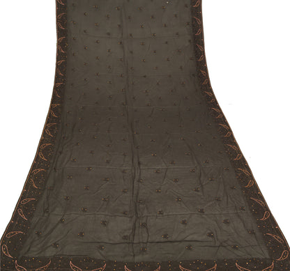 Sanskriti Vintage Embroidered Georgette Dupatta Long Stole Black Wrap Soft Veil