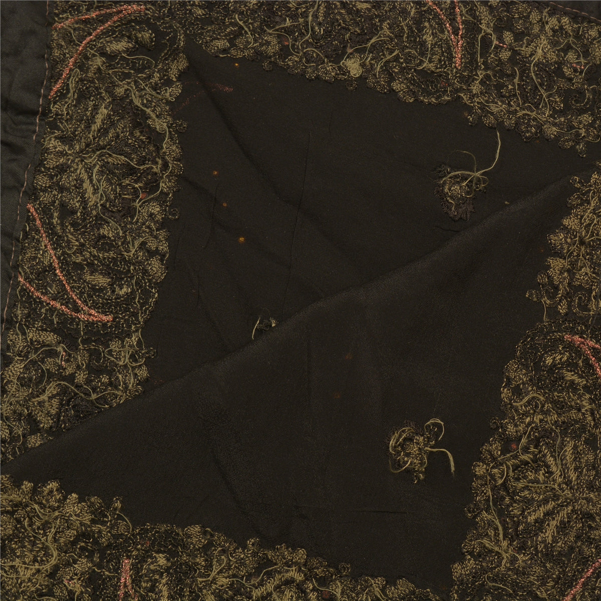 Sanskriti Vintage Embroidered Georgette Dupatta Long Stole Black Wrap Soft Veil