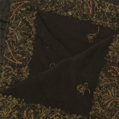 Sanskriti Vintage Embroidered Georgette Dupatta Long Stole Black Wrap Soft Veil